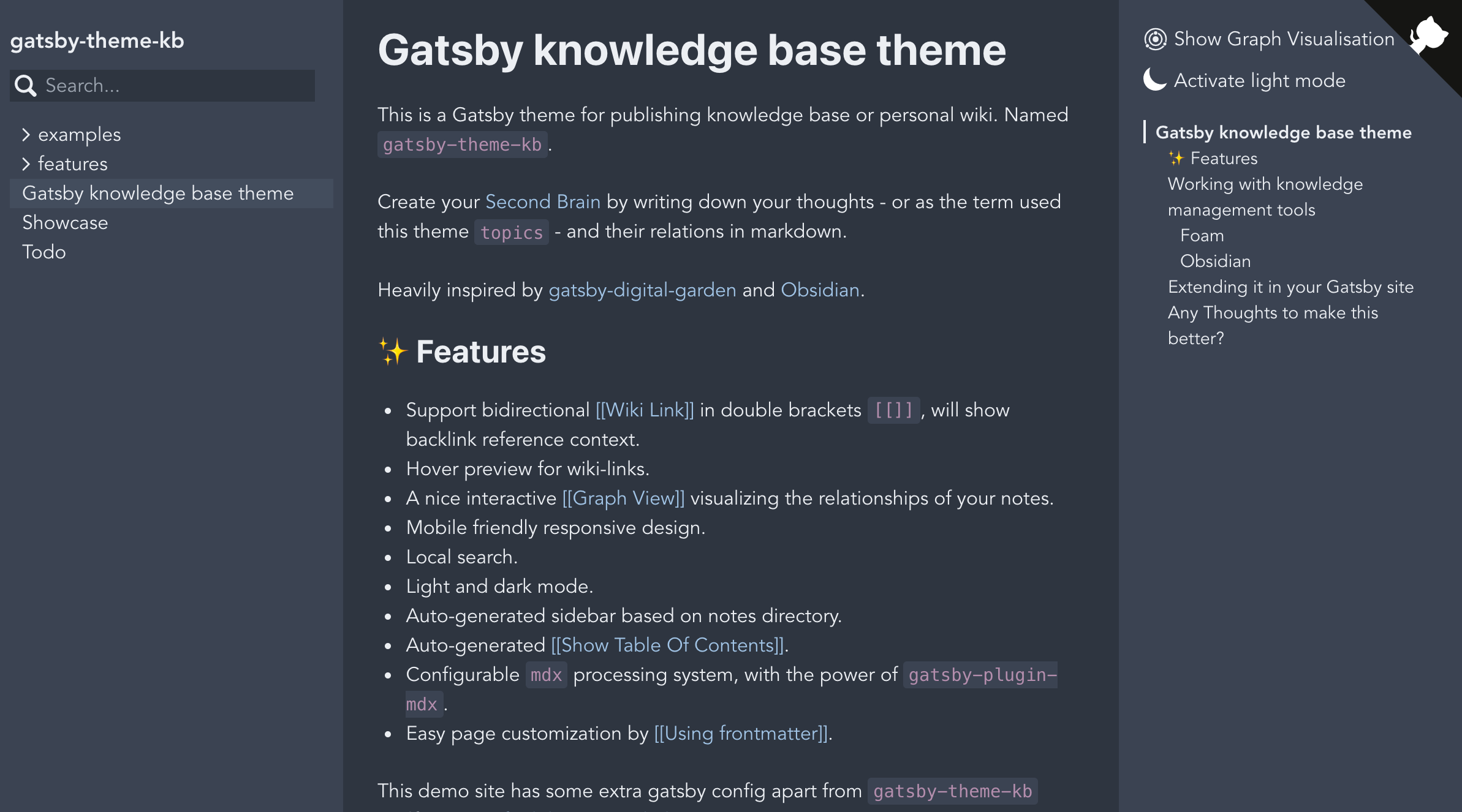 Gatsby knowledge base theme